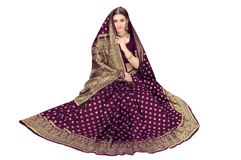 TRENDMALLS Women's Art Silk Jacquard Saree with Blouse Piece with Unstitch Blouse Piece (S11-Purple) - Image 5