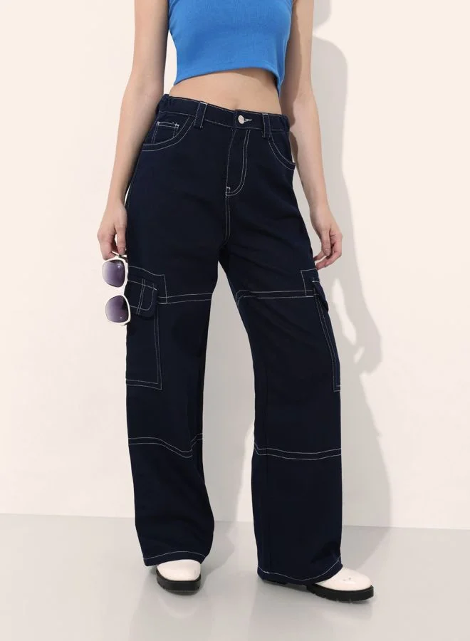 Women Boxy Fit Printed High Rise Jeans