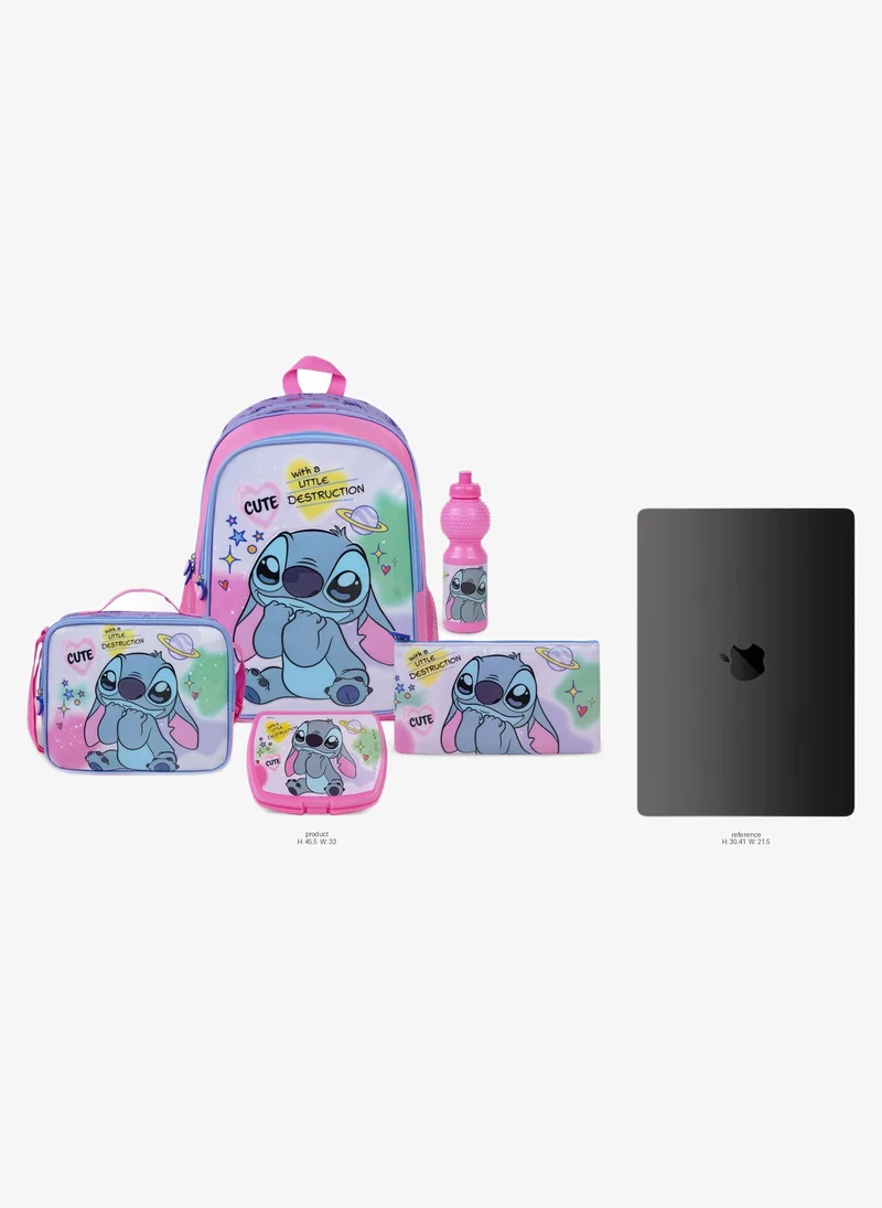Disney Disney Stitch 5-in-1 Kids Backpack School Set 18" | School Backpack, Lunch Bag, Lunch Box, Water Bottle & Pencil Case | Water Resistant | Unisex School Bag