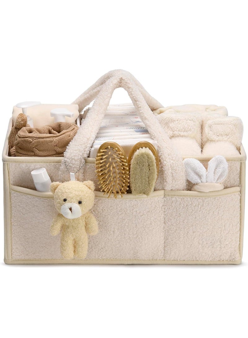 Baby Diaper Caddy Organizer for Changing Table, Baby Storage Basket for Diapers and Baby Wipes, Gift for Baby Shower, Car Caddy Organizer, Nursery Diaper Organizer, Portable Diaper Storage - Image 1