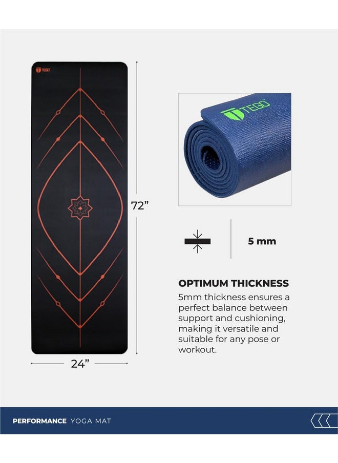TEGO Stance Truly Reversible Yoga Mat Blue With Spring Green Guidealign - 5-6Mm Thick Comes With Yoga Mat Holder Bag72X24 Inch-Exercise, Anti Slip, Grippy For Men,Women,Kids  - Image 5