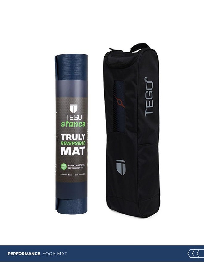 TEGO Stance Truly Reversible Yoga Mat Blue With Spring Green Guidealign - 5-6Mm Thick Comes With Yoga Mat Holder Bag72X24 Inch-Exercise, Anti Slip, Grippy For Men,Women,Kids  - Image 3