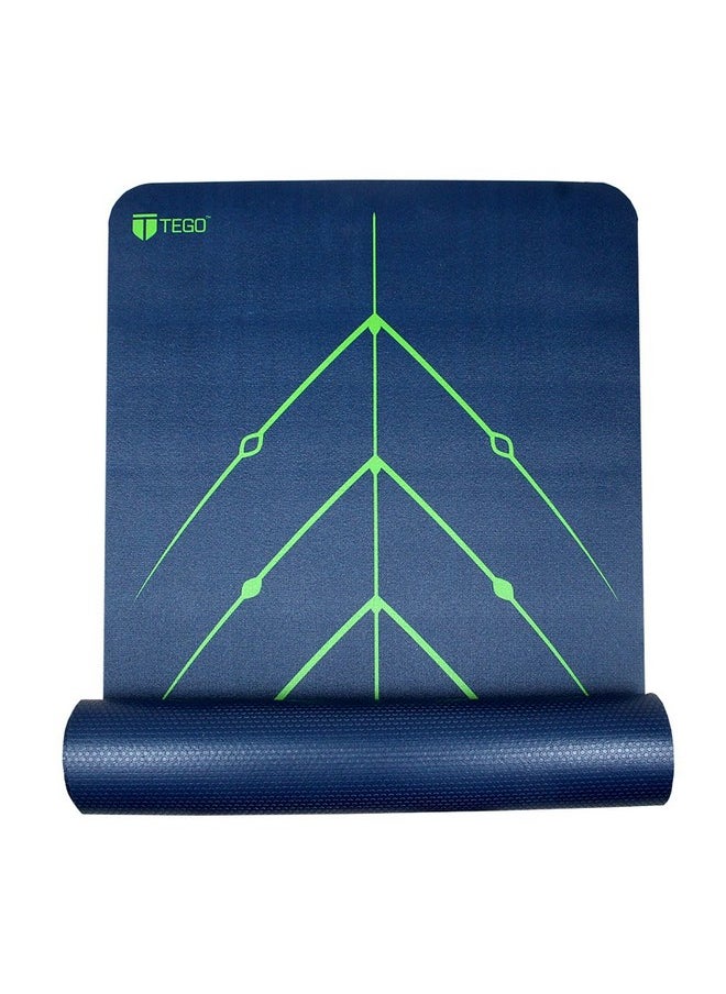 TEGO Stance Truly Reversible Yoga Mat Blue With Spring Green Guidealign - 5-6Mm Thick Comes With Yoga Mat Holder Bag72X24 Inch-Exercise, Anti Slip, Grippy For Men,Women,Kids  - Image 1
