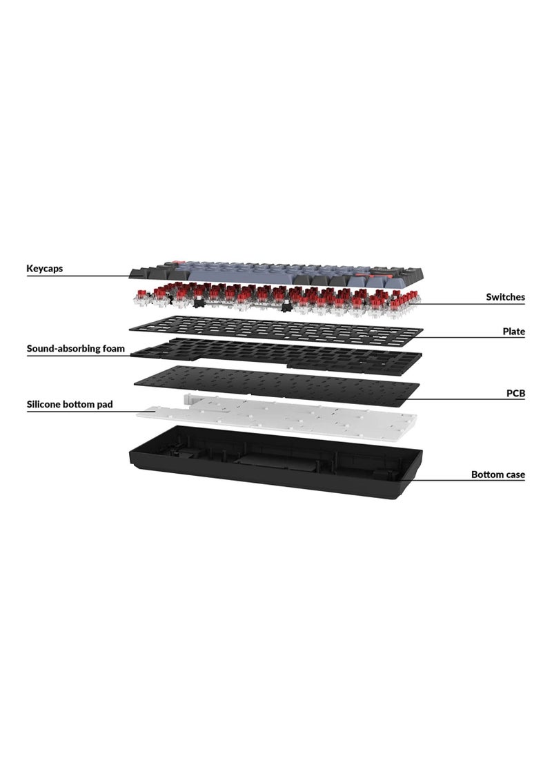 Keychron - K2 Pro QMK/VIA Wireless Mechanical Keyboard, Custom Programmable Macro Wired Keyboard with Hot-Swappable K Pro Red Switch White LED Backlight PBT Keycaps for Mac Windows Linux - Image 1