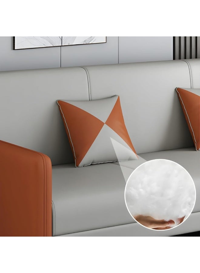 Comfynest Comfynest Contemporary Square Arm Convertible Sofa, 3-Seater with Extra Pillows, Solid Tech Cloth Upholstery, Beige/Light Gray, Tight Back Design  - Image 4