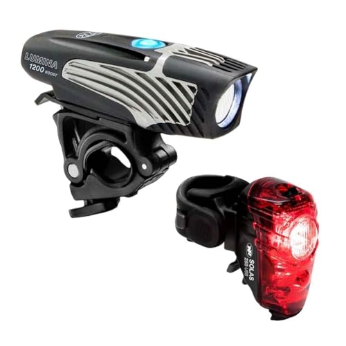NiteRider مجموعة أضواء الدراجة NiteRider Lumina Boost & Solas – Lumina Boost 1200 / Solas 250 أضواء أمامية وخلفية قابلة لإعادة الشحن عبر USB للدراجات الهوائية، أضواء أمامية وخلفية للدراجات الجبلية، والدراجات على الطرق، والدراجات الكهربائية، والأمان - Image 1