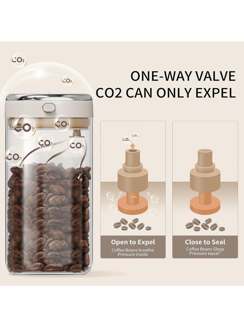 أوالس علبة قهوة مع زجاج عالي الجودة - حاوية قهوة محكمة الإغلاق مع صمام CO2 باتجاه واحد ومتتبع للانتعاش، مثالية لتخزين حبوب القهوة (سعة 37 أونصة / 1100 مل). - Image 2