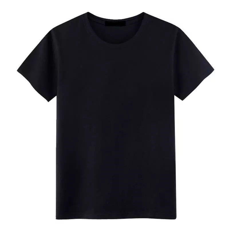 Mens Short-sleeved Loose Large Size T-shirt 2022 Summer New Style Printed Crewneck Fashionable Casual Solid Color T-shirt Mens Cotton Black  - Image 1