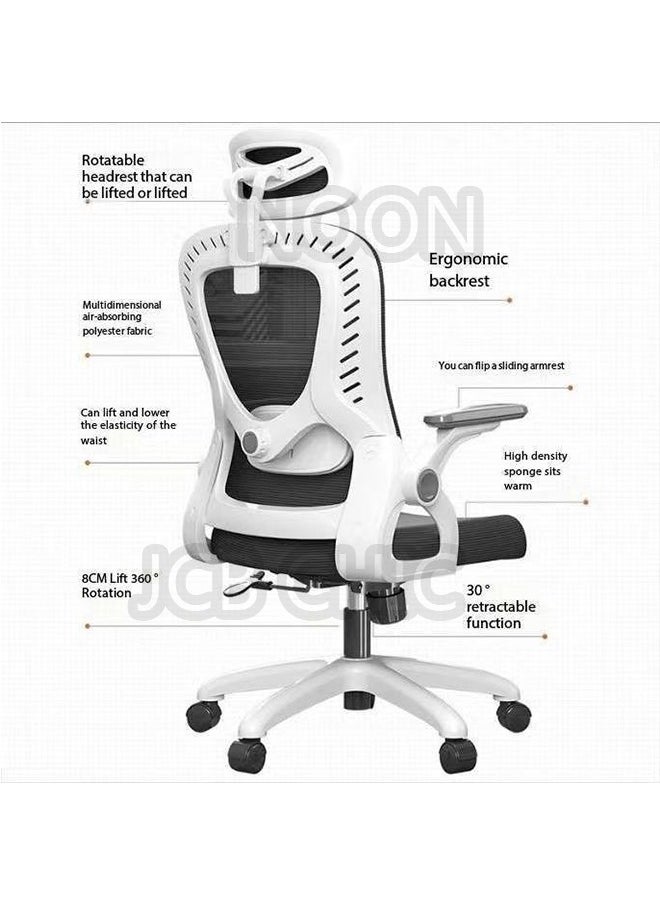 JCB CHIC - Home Office Desk Chairs Computer Chair Gaming Chair Ergonomic Home Office Desk Chair, Comfortable Mesh Back Lifting Swivel Work Chair with Lumbar Support 3D Headrest Seat Cushion D2 - Image 1
