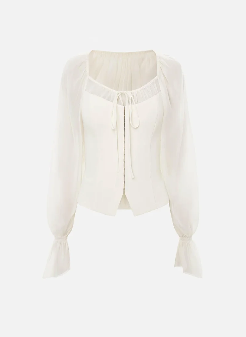 Lichi  Lightweight blouse with gathered bodice and matching ties for Women | Best Price UAE