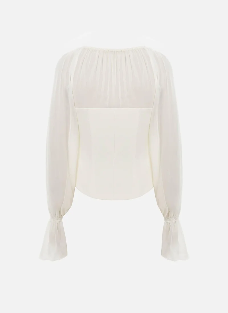 Lichi  Lightweight blouse with gathered bodice and matching ties for Women | Best Price UAE