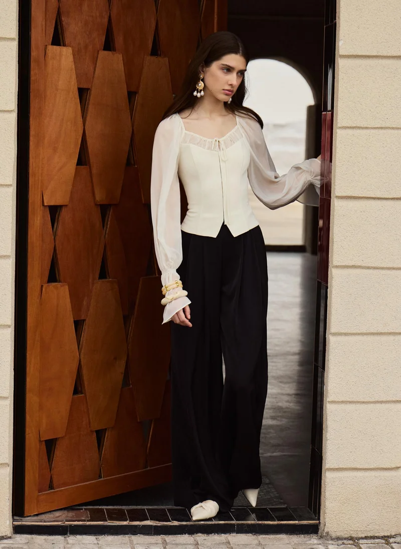 Lichi  Lightweight blouse with gathered bodice and matching ties for Women | Best Price UAE
