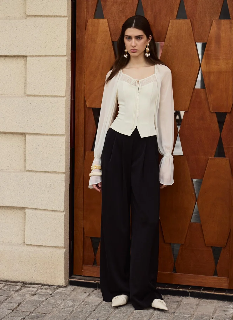 Lichi  Lightweight blouse with gathered bodice and matching ties for Women | Best Price UAE