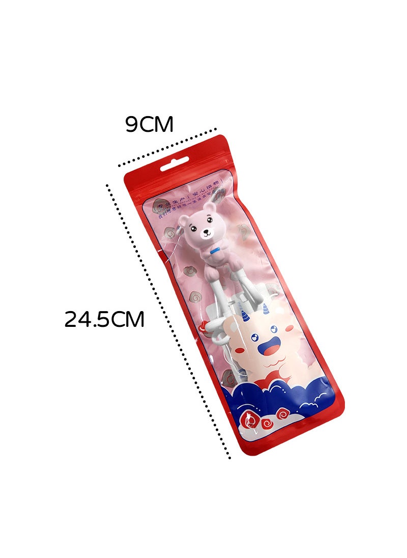 Generic - Childrens Chopsticks Learning Chopsticks Training Chopsticks Tableware Set 304 Stainless Steel Spoon Fork Baby Cartoon Correction Chopsticks Maternal and InfantPink bear learning chopsticks (cartoon bag) Pink bear learning chopsticks (cartoon bag) - Image 1