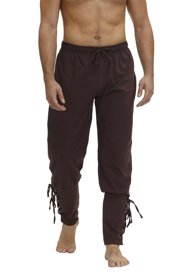 Zhitunemi Viking Pirate Pants Men: Renaissance Costume Men Medieval Pants - Pirate Halloween Costumes & Renaissance Faire Brown-L - Image 1