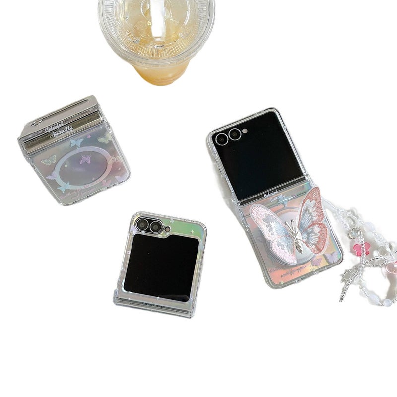 MagSafe Drop Protection PC Case for Samsung Galaxy Z Flip 4 with Laser Gradient Butterfly Pattern in Laser - Image 4