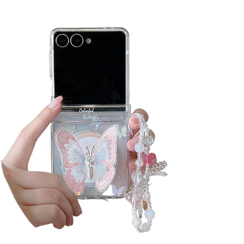 MagSafe Drop Protection PC Case for Samsung Galaxy Z Flip 4 with Laser Gradient Butterfly Pattern in Laser - Image 5