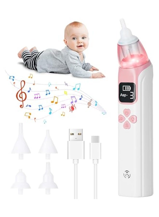 Electric Baby Nasal Aspirator with LED Light, Soft Silicone Tips & Adjustable 3-Level Suction for Gentle and Effective Nose Cleaning for Newborns and Toddlers Portable Baby Nose Cleaner with Digital Display, Music & Light Soothing Features, Anti-Backflow Protection and Easy-to-Clean Design for Safe Everyday Nasal Care - Pink - Image 4