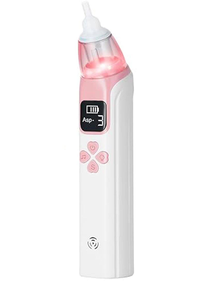 Electric Baby Nasal Aspirator with LED Light, Soft Silicone Tips & Adjustable 3-Level Suction for Gentle and Effective Nose Cleaning for Newborns and Toddlers Portable Baby Nose Cleaner with Digital Display, Music & Light Soothing Features, Anti-Backflow Protection and Easy-to-Clean Design for Safe Everyday Nasal Care - Pink - Image 1