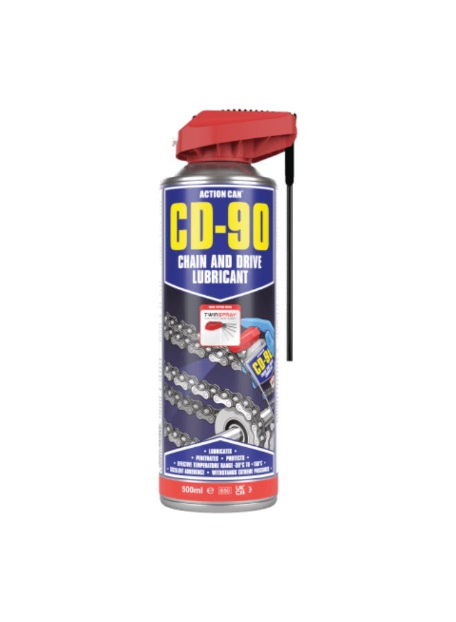 ®ACTION CAN CD-90 (Twin Spray)_Chain and Drive Lubricant 500ML Lubricating oil for all types of chains and transmission system components - Image 1