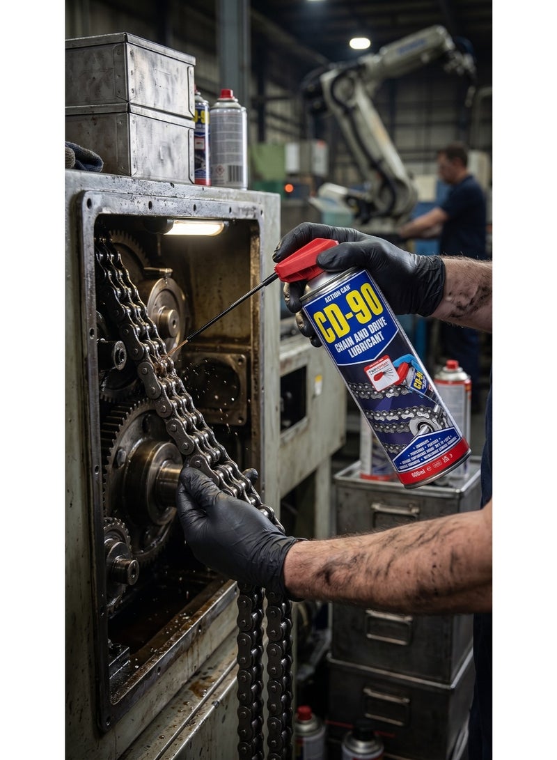 ®ACTION CAN CD-90 (Twin Spray)_Chain and Drive Lubricant 500ML Lubricating oil for all types of chains and transmission system components - Image 2