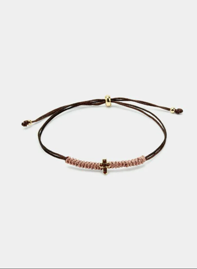 PARFOIS Brown Adjustable cord bracelet with a cross for Women | Best Price UAE