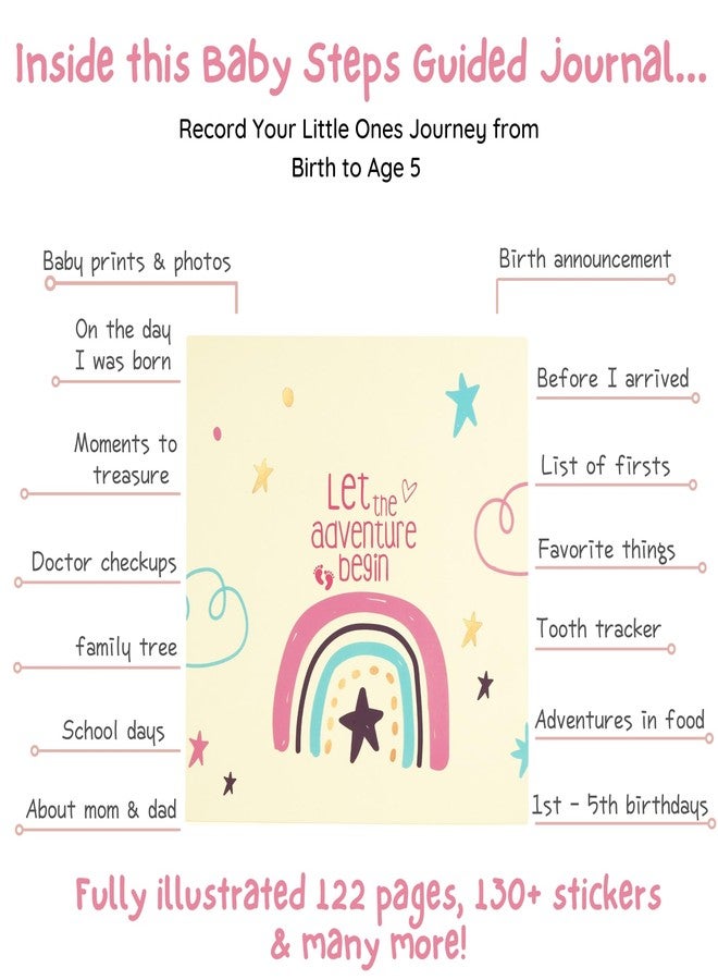 Doodle Baby Journal Set to Record Your Little One's Journey from Birth to Age 5 | Record Baby's Birth Story | Store Memories | Storage for photos and Documents (Growing Adventures) - Image 3