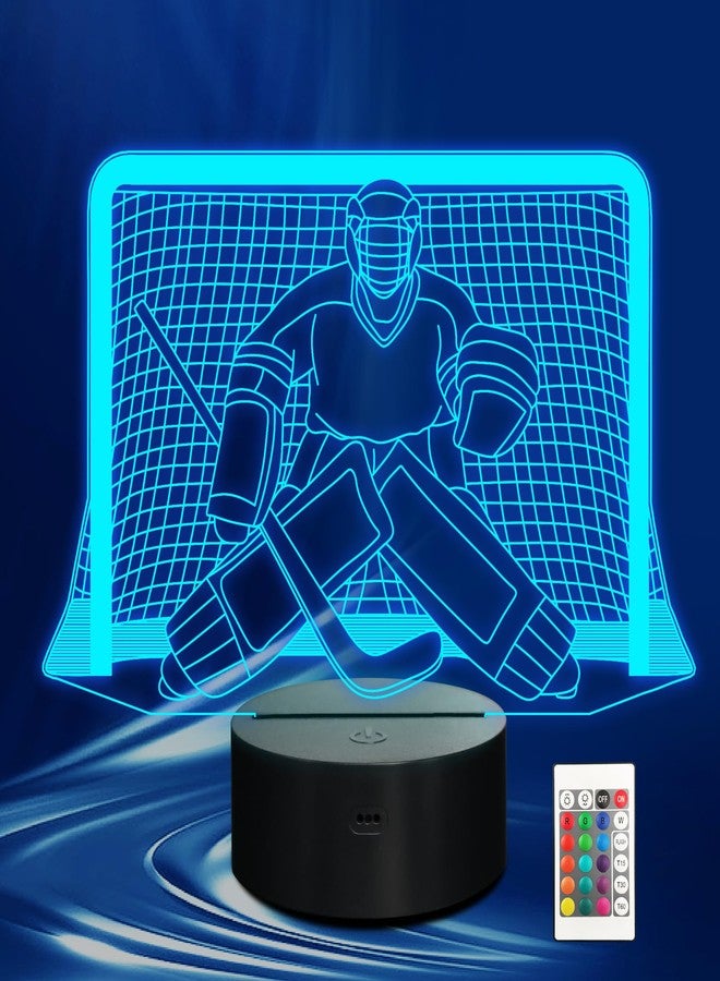 مصباح ليلي ثلاثي الأبعاد بتقنية LED لهوكي الجليد من CoolGift Mart، مزود بجهاز تحكم عن بعد ومؤقت، هدية مثالية لأعياد الميلاد والكريسماس للأولاد والأطفال والمراهقين - Image 1