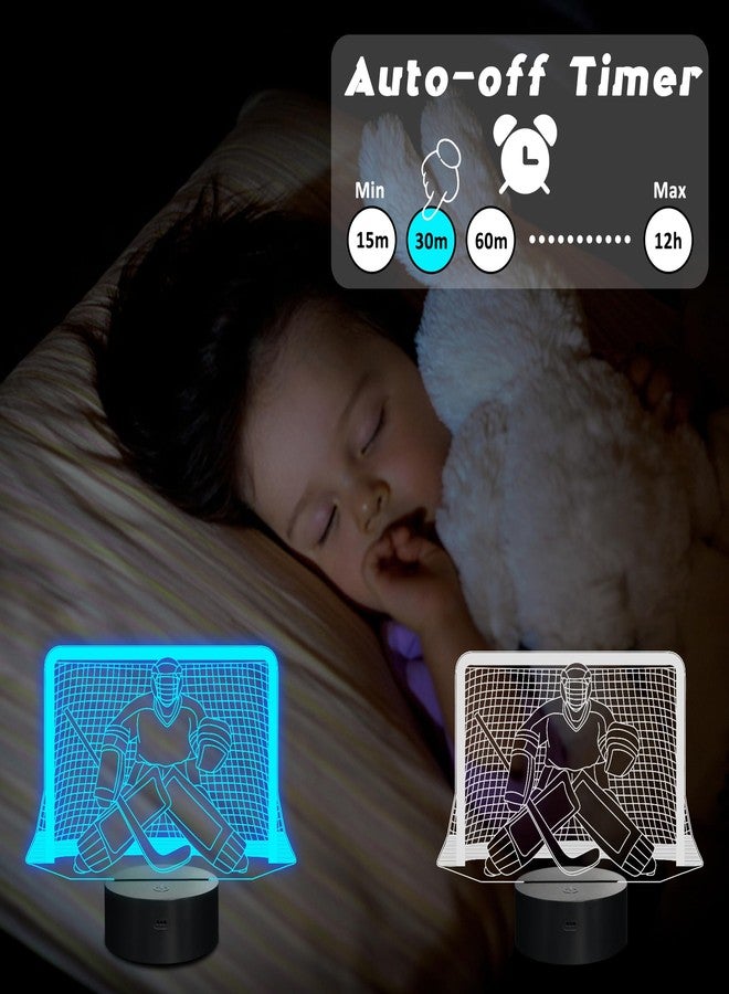 مصباح ليلي ثلاثي الأبعاد بتقنية LED لهوكي الجليد من CoolGift Mart، مزود بجهاز تحكم عن بعد ومؤقت، هدية مثالية لأعياد الميلاد والكريسماس للأولاد والأطفال والمراهقين - Image 5