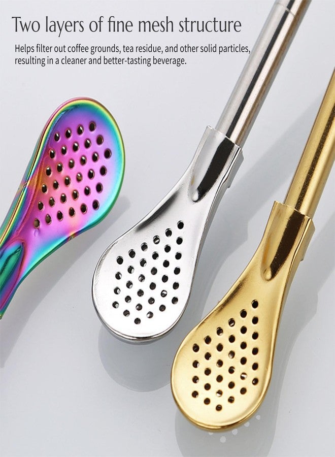 KINTEGOOD Stainless Steel Spoon Straws, 4-Piece Set with Filter, Reusable Drinking Straws with Cleaning Brush, Silver - Image 5