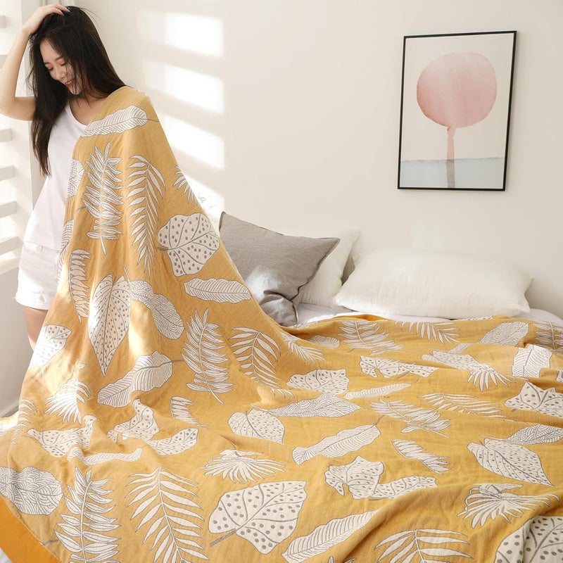 LUTBM Boho Throw Blanket for Bed 100% Cotton Ultra Soft Rustic Quilt Fall Blanket Floral Printed Farmhouse Decor Bed Blankets,80"×90" All Season Rustic Throw for Sofa Couch Chair - Image 3