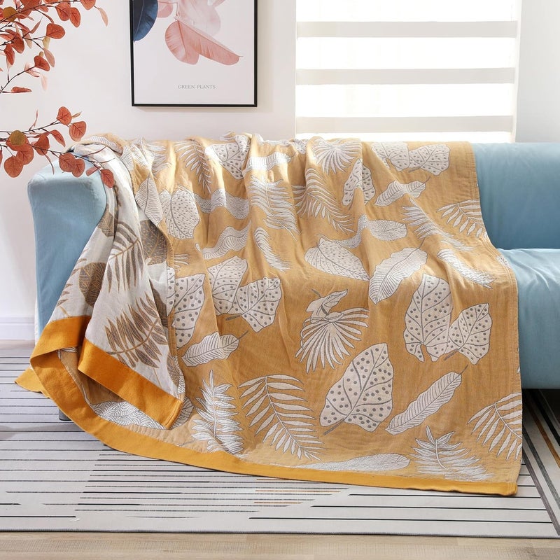 LUTBM Boho Throw Blanket for Bed 100% Cotton Ultra Soft Rustic Quilt Fall Blanket Floral Printed Farmhouse Decor Bed Blankets,80"×90" All Season Rustic Throw for Sofa Couch Chair - Image 5