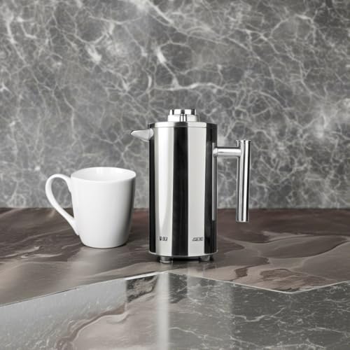 Highwin Small Stainless Steel French Press, 12oz Dual-Filter Coffee Plunger Pot Brewer and Maker for Individual Serving, Silver - Image 5