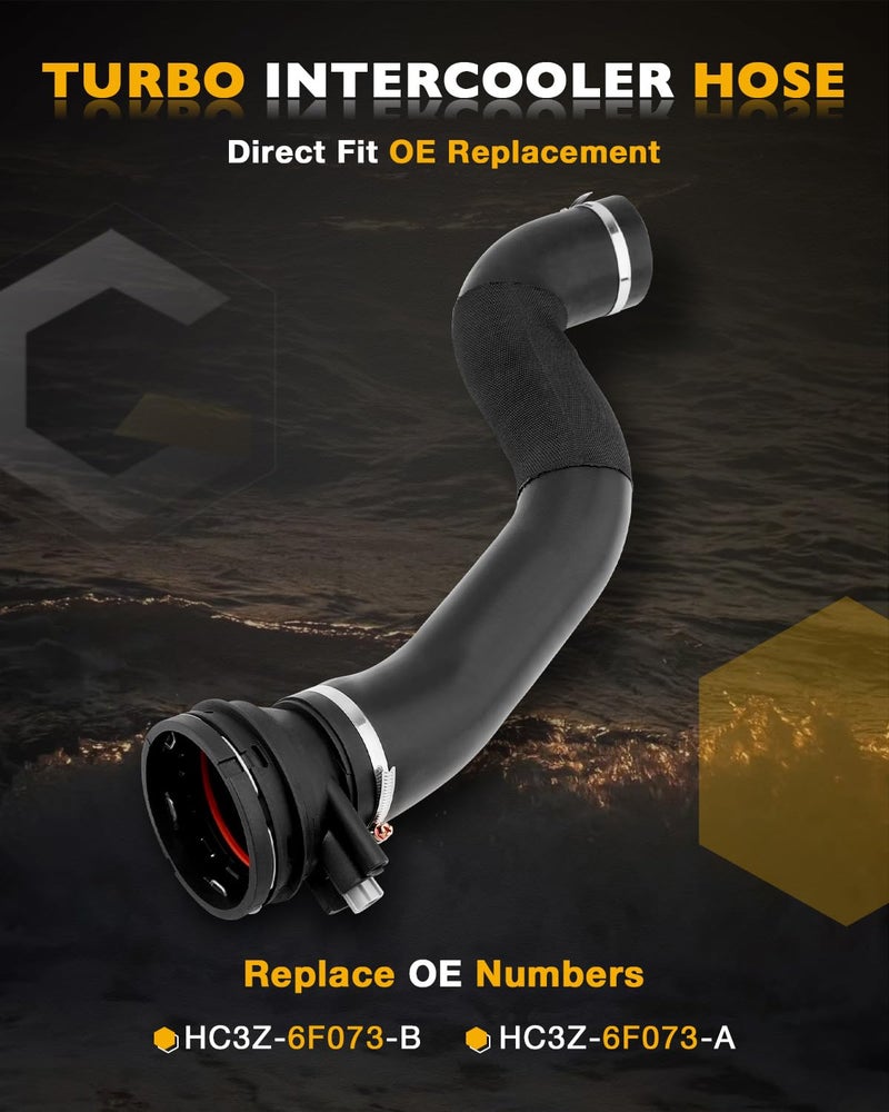 Gledewen أنبوب مخرج مبرد التيربو، HC3Z-6F073-B، متوافق مع فورد F250 F350 سوبر ديوتي 2017 2018 2019 بمحرك 6.7 لتر باورستروك، أنبوب مبرد التيربو، أنبوب سحب الهواء من الجانب البارد مع مستشعر - Image 3