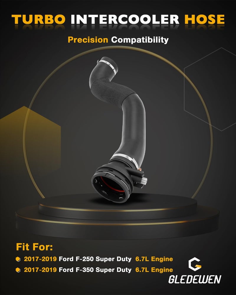Gledewen أنبوب مخرج مبرد التيربو، HC3Z-6F073-B، متوافق مع فورد F250 F350 سوبر ديوتي 2017 2018 2019 بمحرك 6.7 لتر باورستروك، أنبوب مبرد التيربو، أنبوب سحب الهواء من الجانب البارد مع مستشعر - Image 2