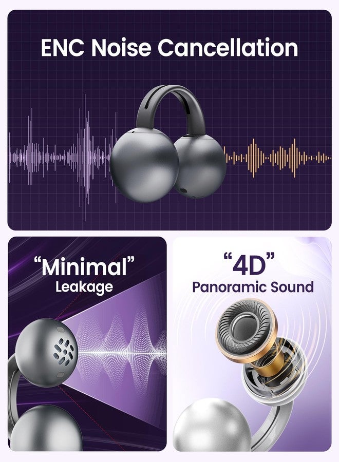 mojawa StarClip Open-Ear Wireless Bluetooth Headphones, Clip-On Earbuds with Soft Silicone Pads, 4D Panoramic Sound, Enhanced Comfort & Secure Fit, IP54 Water-Resistant Ear Grips for Workout, Black - Image 4