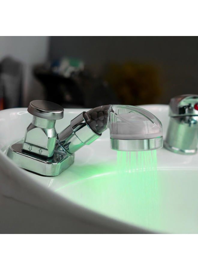 s socila Socila Professional Salon Led Shower Head Auto Color Changing with Aluminium Ring, for Shampoo Bowl, High Pressure, Water Filtering by Stones - Image 3