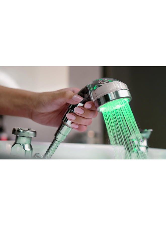 s socila Socila Professional Salon Led Shower Head Auto Color Changing with Aluminium Ring, for Shampoo Bowl, High Pressure, Water Filtering by Stones - Image 5
