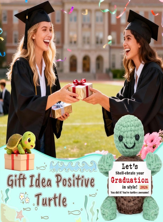 WELLBANEE Mini Turtle Graduation Gifts for Her Him 2026, Handmade Crochet Graduation Decorations for College High Middle Elementary School Preschool Student, Emotional Positive Graduate Turtle - Image 4