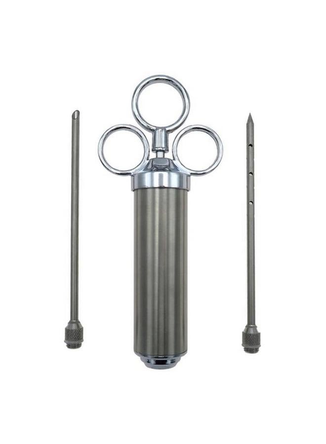 Stainless Steel BBQ Marinade Seasoning Injector Silver 2oz 40098ACE