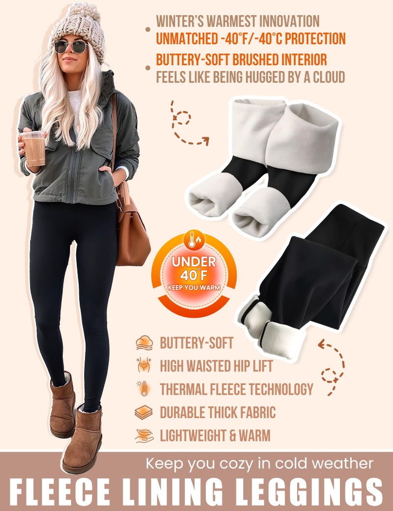 Bluemaple Fleece Lined Leggings Women High Waisted Tummy Control Thermal Warm Workout Hiking Yoga Pants for Cold Winter - Image 5
