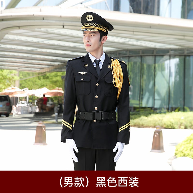 Hotel Work Clothes Mens Autumn and Winter Property Residential Villa Security Uniform suit Sales Department Image Post Concierge Clothes Single black suit] 