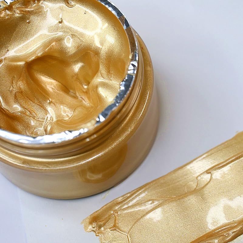 JAJADO Shimmer Metallic Acrylic Paint Metallic Chalk Paste 1.7oz/50ml Gold, Ideal for Wood/T-Shirts/Glass/Stone, DIY Crafts Projects Glitter Pearlescent Golden Pigment Suitable for Beginners Artists - Image 1