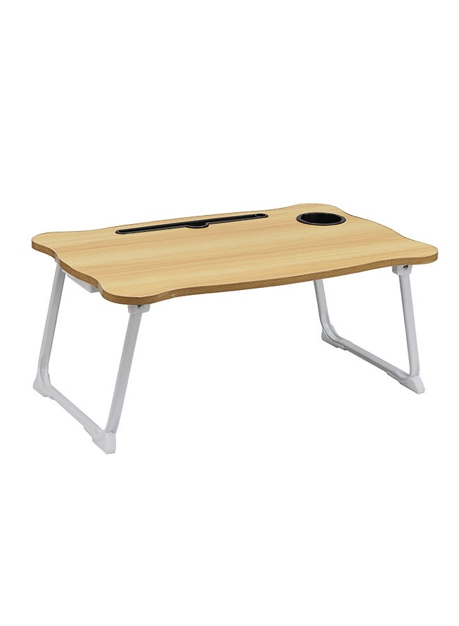 LAWAZIM Folding Table With Drawer - Brown Color - Laptop Bed Tray Desk with Flat Surface, Device Slot, Cup Holder, and Storage Drawer - for Bed, Sofa, Floor, Studying, Eating, Reading, and Writing - Image 3