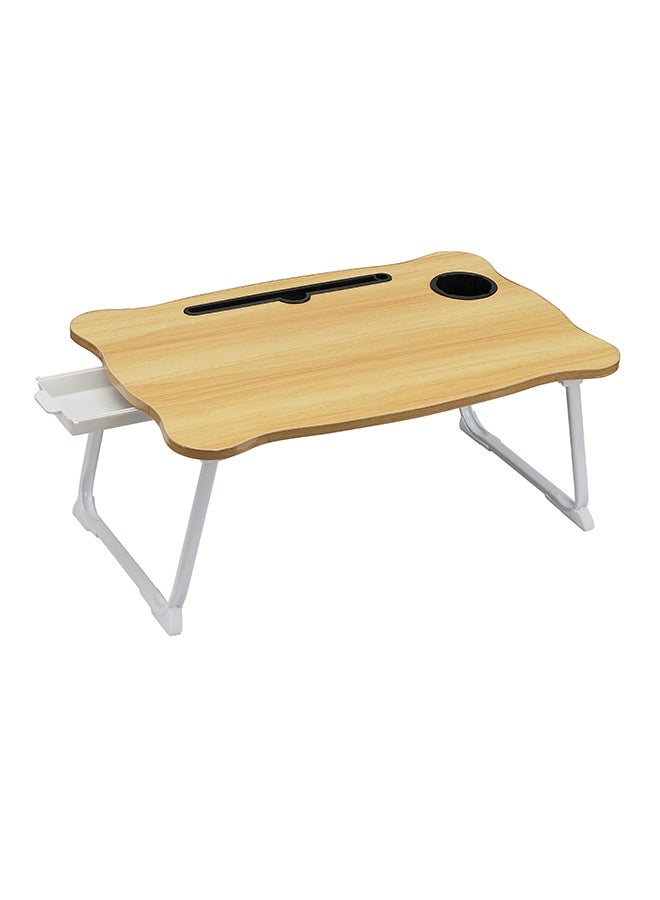 LAWAZIM Folding Table With Drawer - Brown Color - Laptop Bed Tray Desk with Flat Surface, Device Slot, Cup Holder, and Storage Drawer - for Bed, Sofa, Floor, Studying, Eating, Reading, and Writing - Image 2