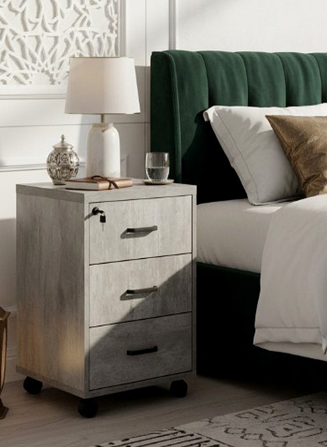 Living Modern Bedside Table Wooden Nightstand With 3 Drawers - Image 4