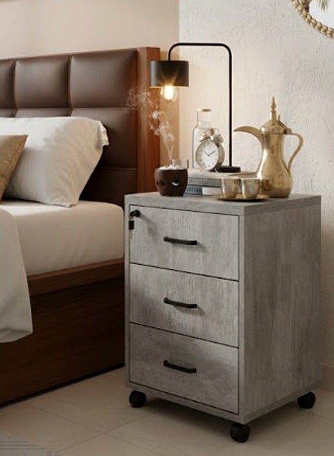 Living Modern Bedside Table Wooden Nightstand With 3 Drawers - Image 1