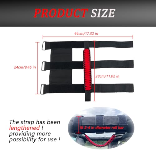 ROMASO Grab Handles for Jeep Wrangler,Roll Bar Grab Handles for Jeep Wrangler YJ TJ JK JL&Gladiator JT 1986-2025,Paracord Grip Handles,Black/Olive,Pack of 2 - Image 5