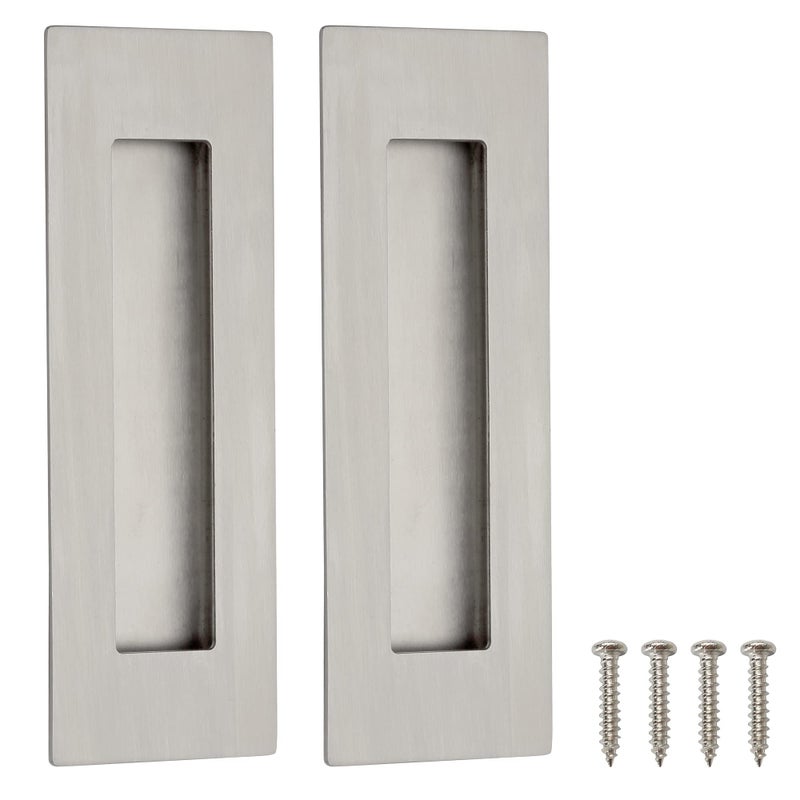 Malimali 6 Inch Recessed Finger Flush Pulls for Pocket and Sliding Barn Doors Brushed Stainless Steel Rectangular Door Pulls Hardware2 Pack