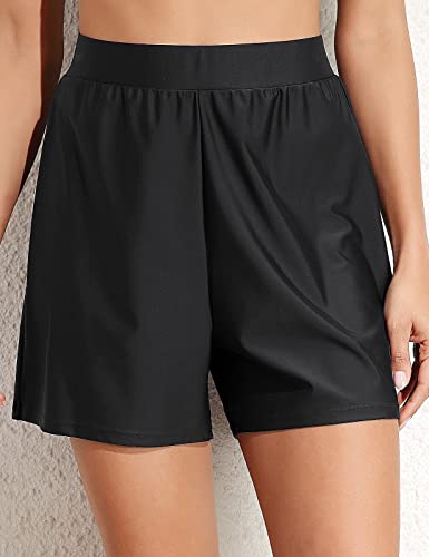Septangle Bottoms for Women Quick-Dry Stretch Gym Shorts UPF 50+ Plus Size Boyshorts with Liner, US 18, Black - Image 5